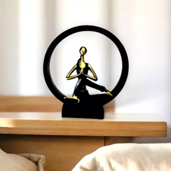 Elegant Golden Yoga Lady Sculpture