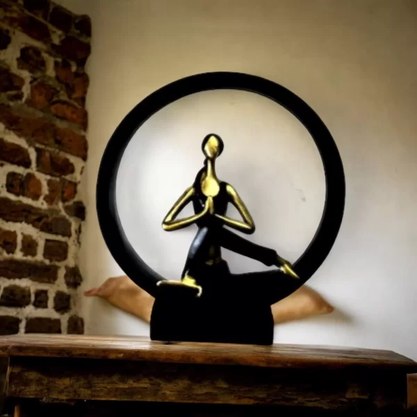 Elegant Golden Yoga Lady Sculpture