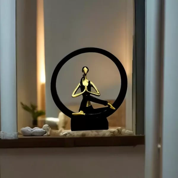 Elegant Golden Yoga Lady Sculpture